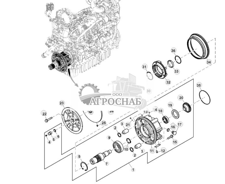 Комплект узла шкива привода вентилятора двигателя и вала - ST851346 1076.jpg